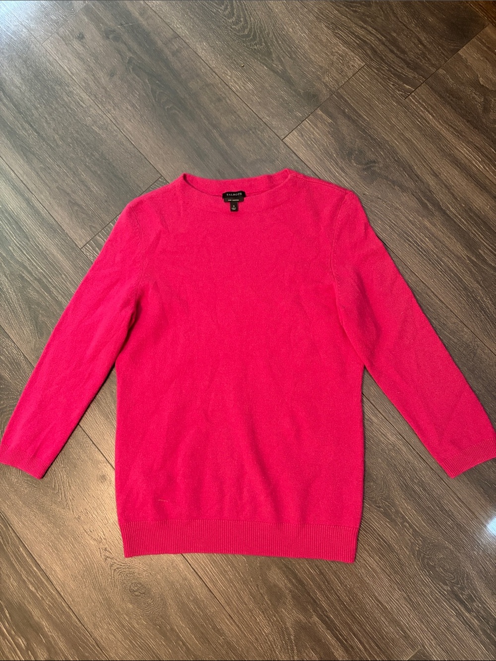 Talbots Bright Fuchsia Cashmere Crewneck Sweater S